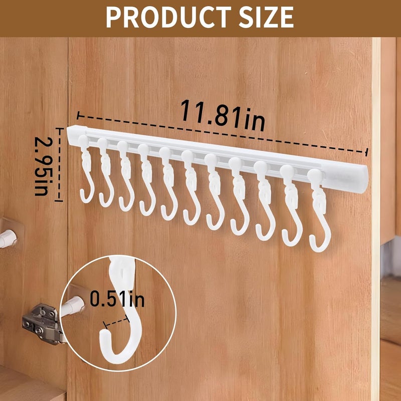FUYAHA Kitchen Utensil Hanging Rack - Hooks for Kitchen Utensils, No Drilling Wall Mounted Utensils Holder, Kitchen Rail Rack with 10 Hooks Hanger for Bedroom Bathroom (Pack of 4) - Image 2